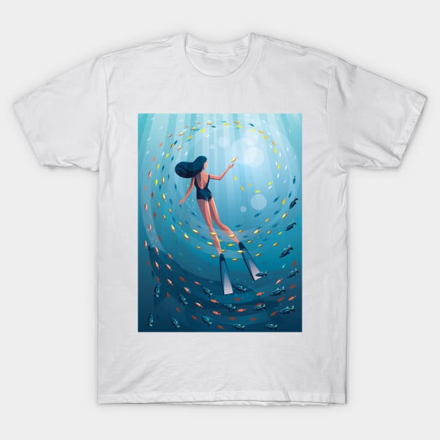 Ailana - Diver Girl T-Shirt by lanaxxart
